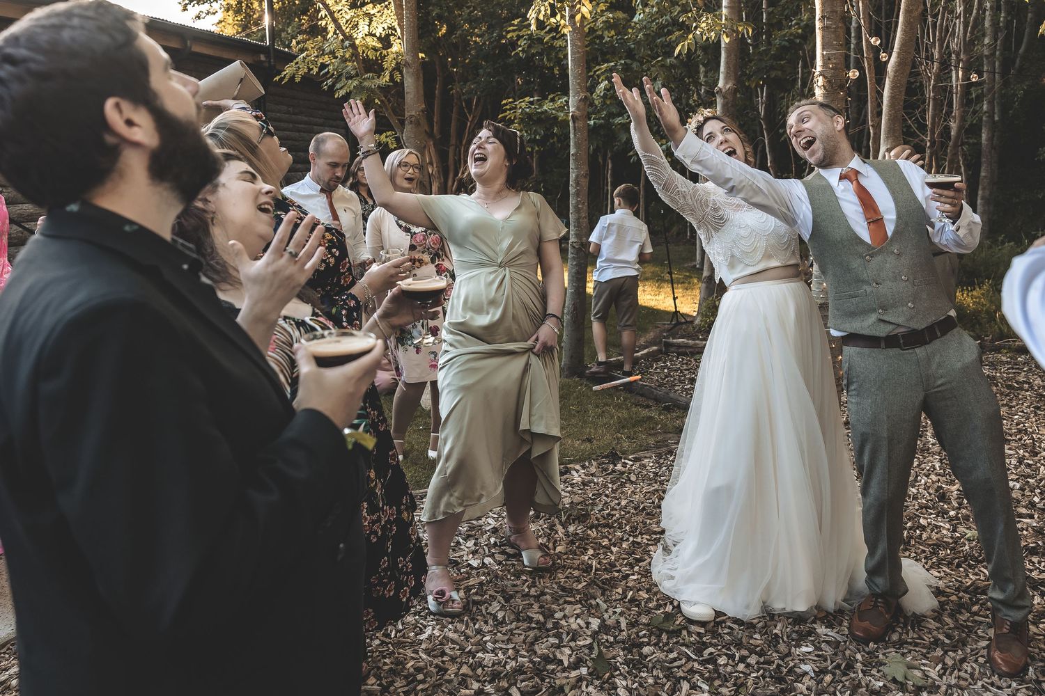 Wedding couple enjoying the open space at their wedding venue