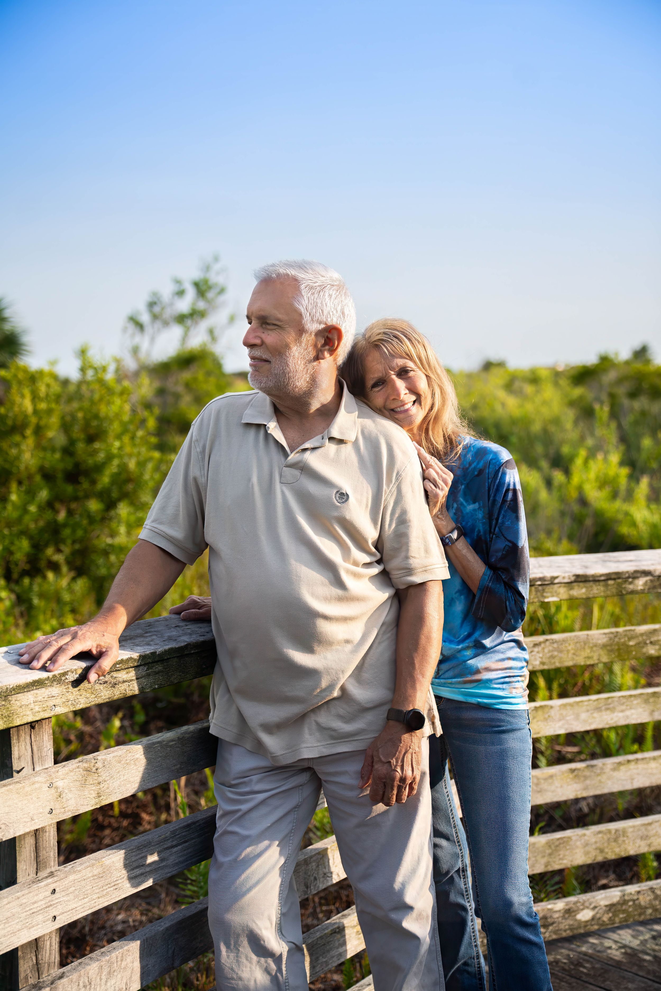 Michael & Gina posing together at juno dunes natural area in juno beach, florida