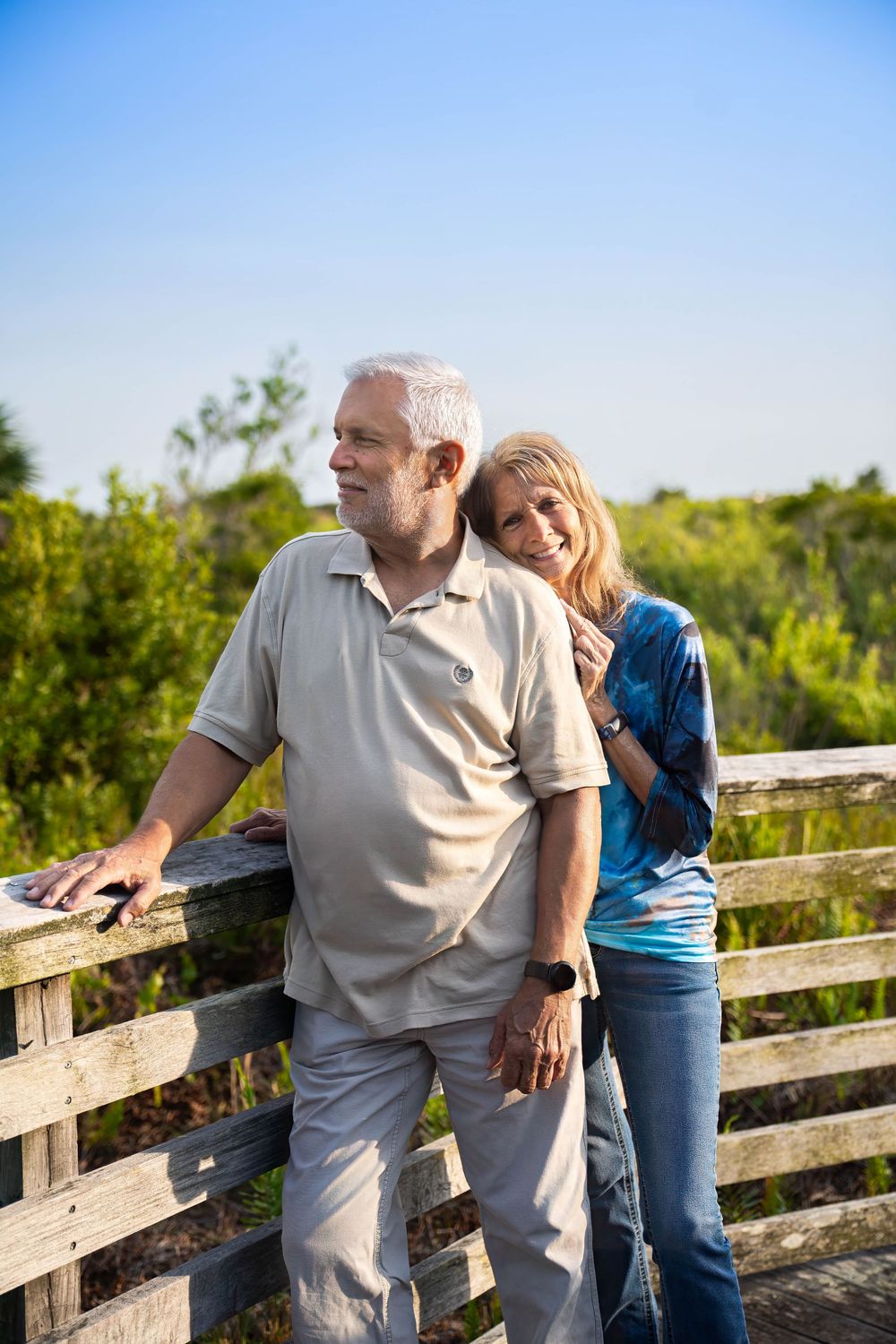 Michael & Gina posing together at juno dunes natural area in juno beach, florida