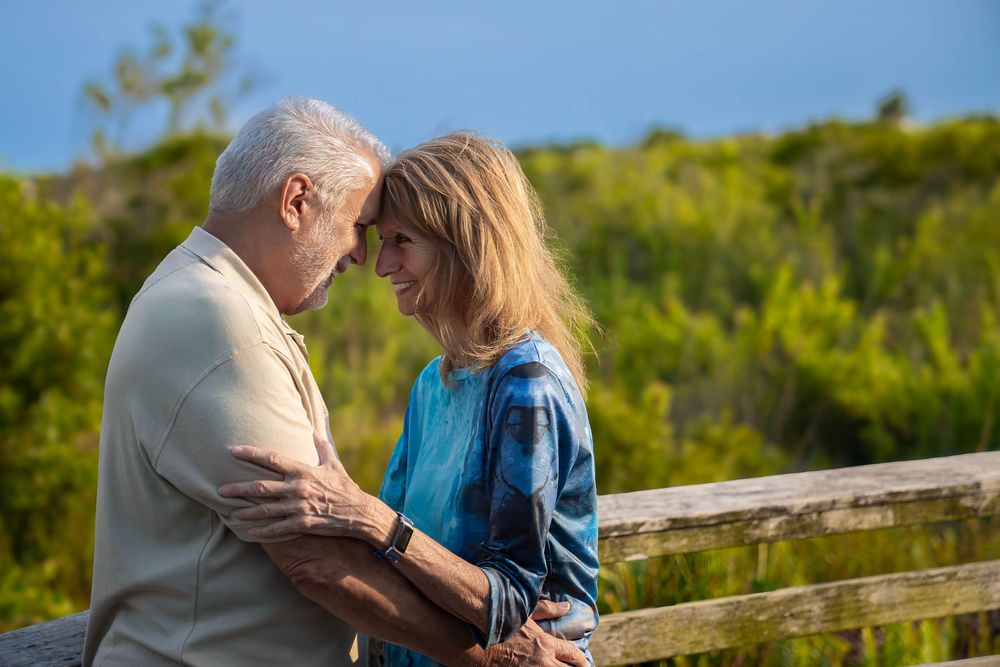 Michael & Gina posing together at juno dunes natural area in juno beach, florida