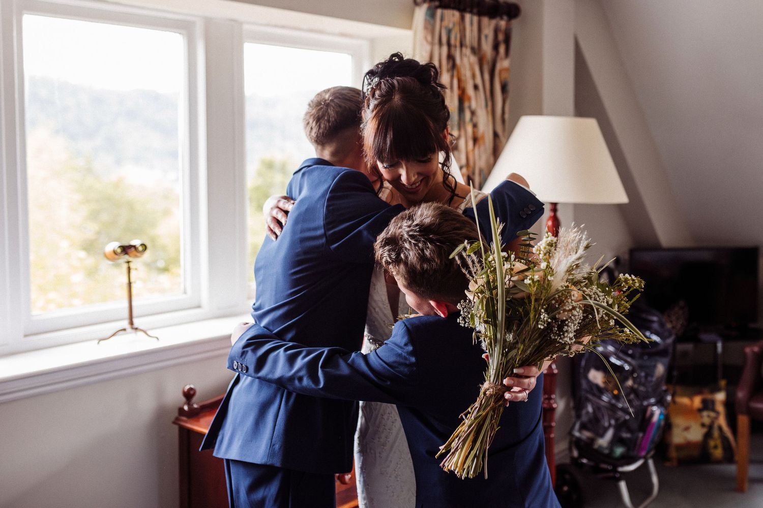 A collection of candid wedding reception moments showing guests dining and celebrating at elegant tables.