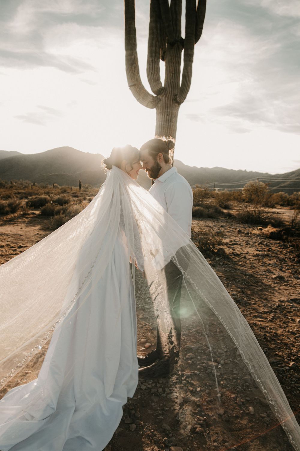 Emotional candid moments from a private desert elopement in Phoenix Arizona.