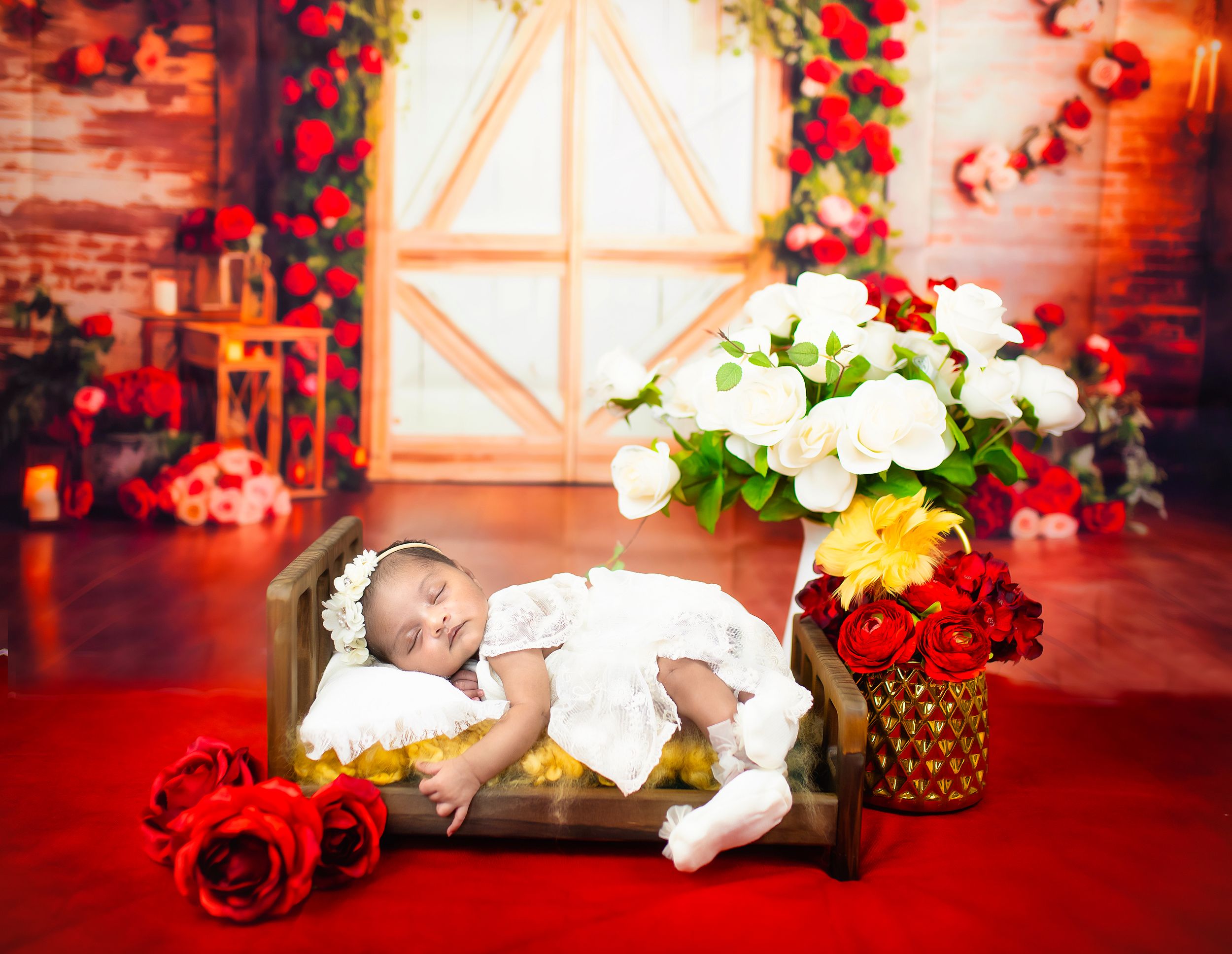 Newborn photography in Frisco by Bhaire Photography, cozy home studio session capturing soft-light baby portraits