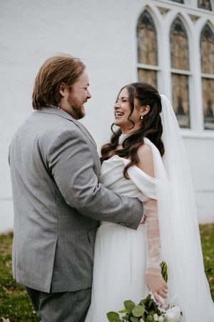 Bride and Groom Laughing Portrait, Pleasant Hill Chapel Wedding day Photography