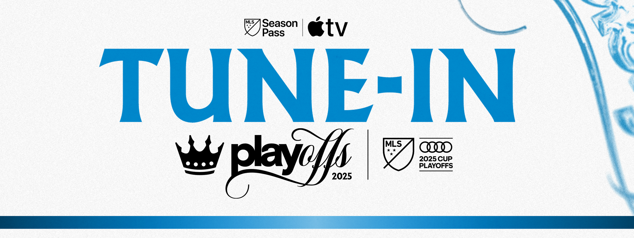 Charlotte FC 2025 MLS playoffs tune-in graphic for match available on Apple TV MLS Season Pass.
