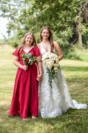 A bride and a bridesmaid