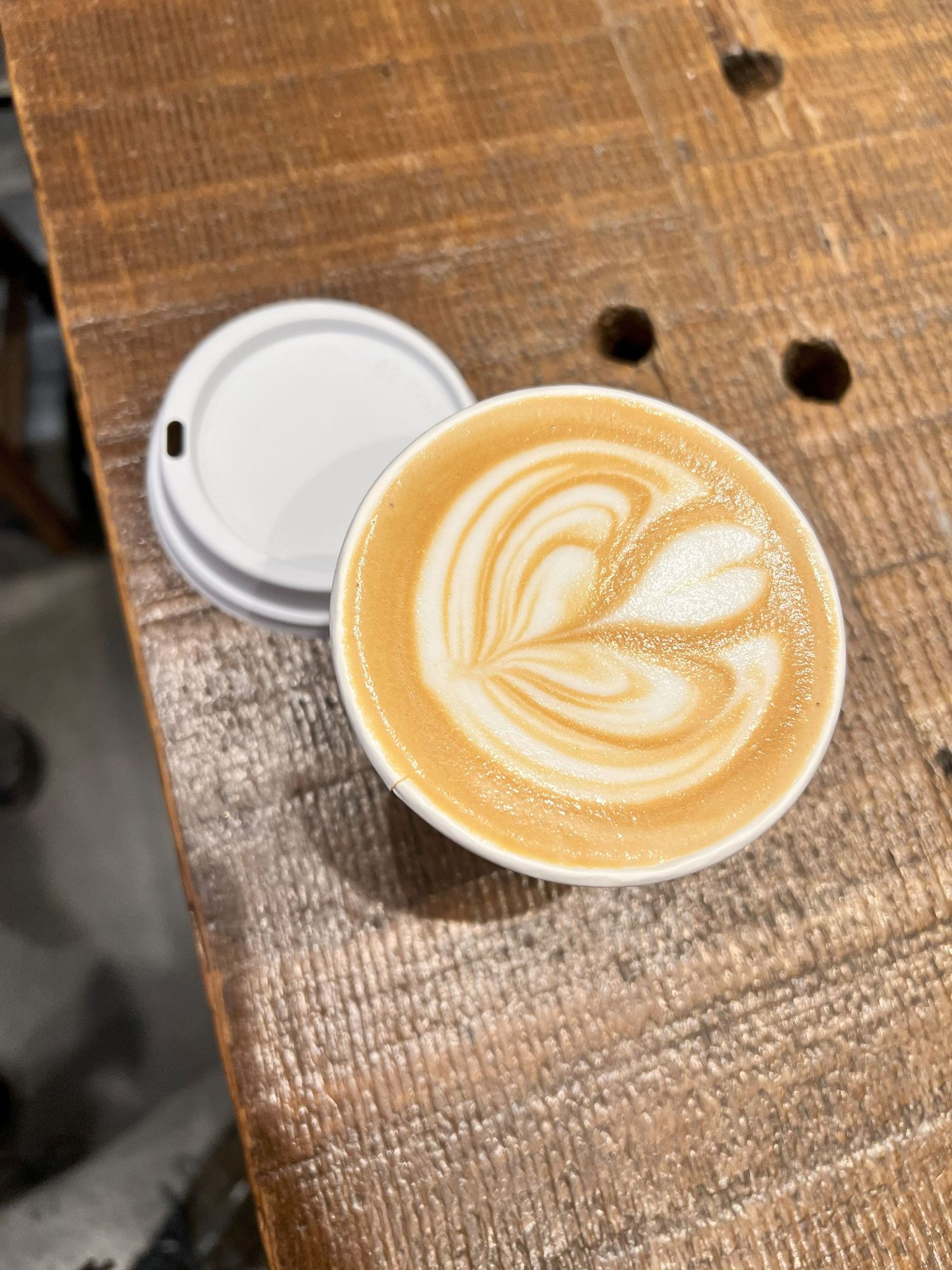 Lavender latte in to go mug with foam art – Stephanie Fenzl Photography personal detail