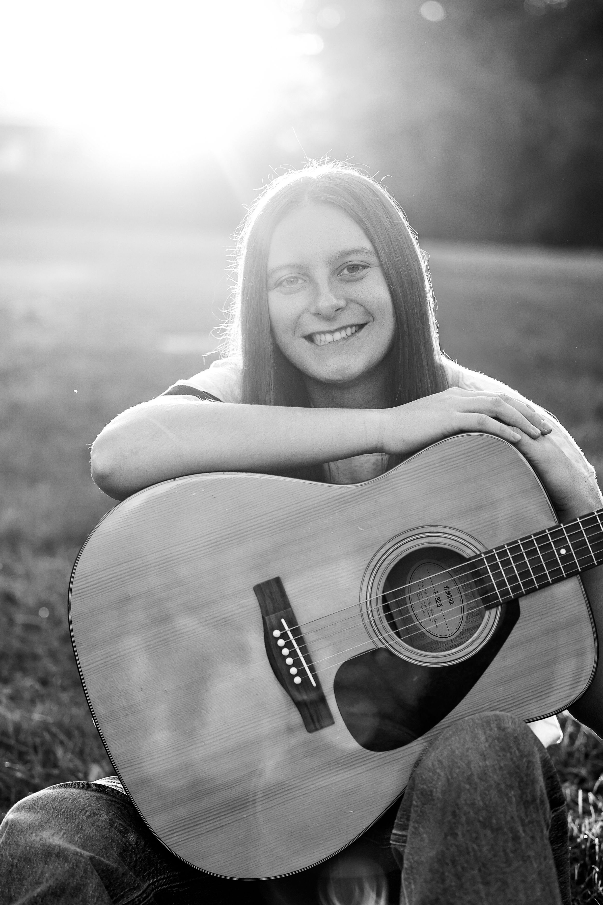 Black and White Guitar Senior Photo