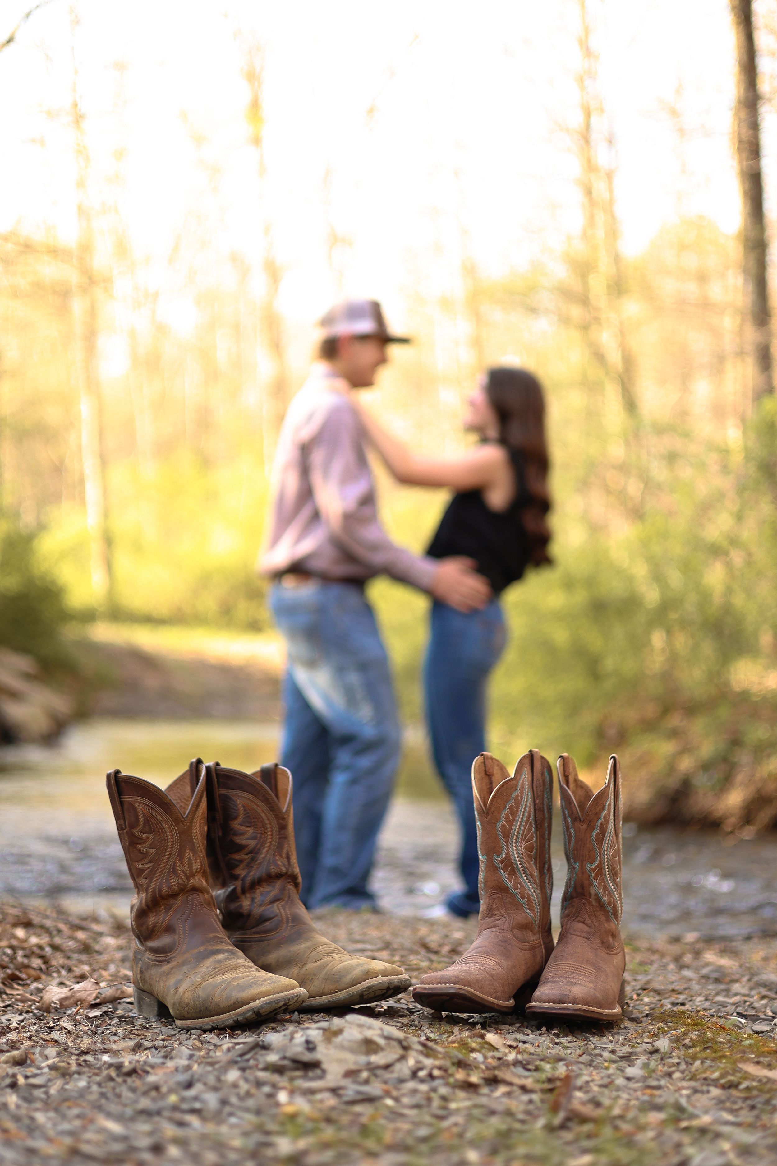 Couples Portrait with Worn Boots