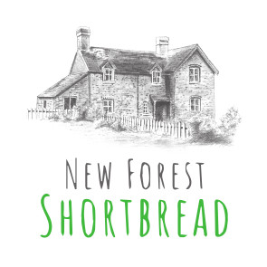 Black and white architectural sketches of New Forest cottages illustrate traditional countryside homes with pitched roofs.