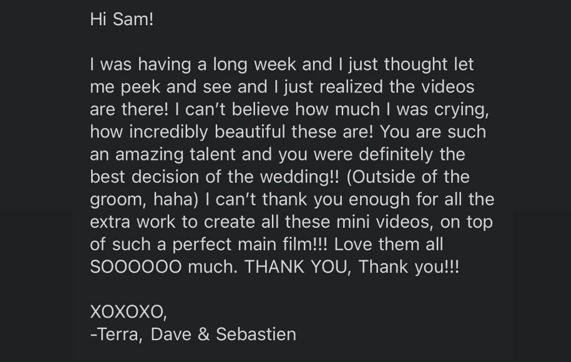 Toowoomba Wedding Videographer - Testimonial