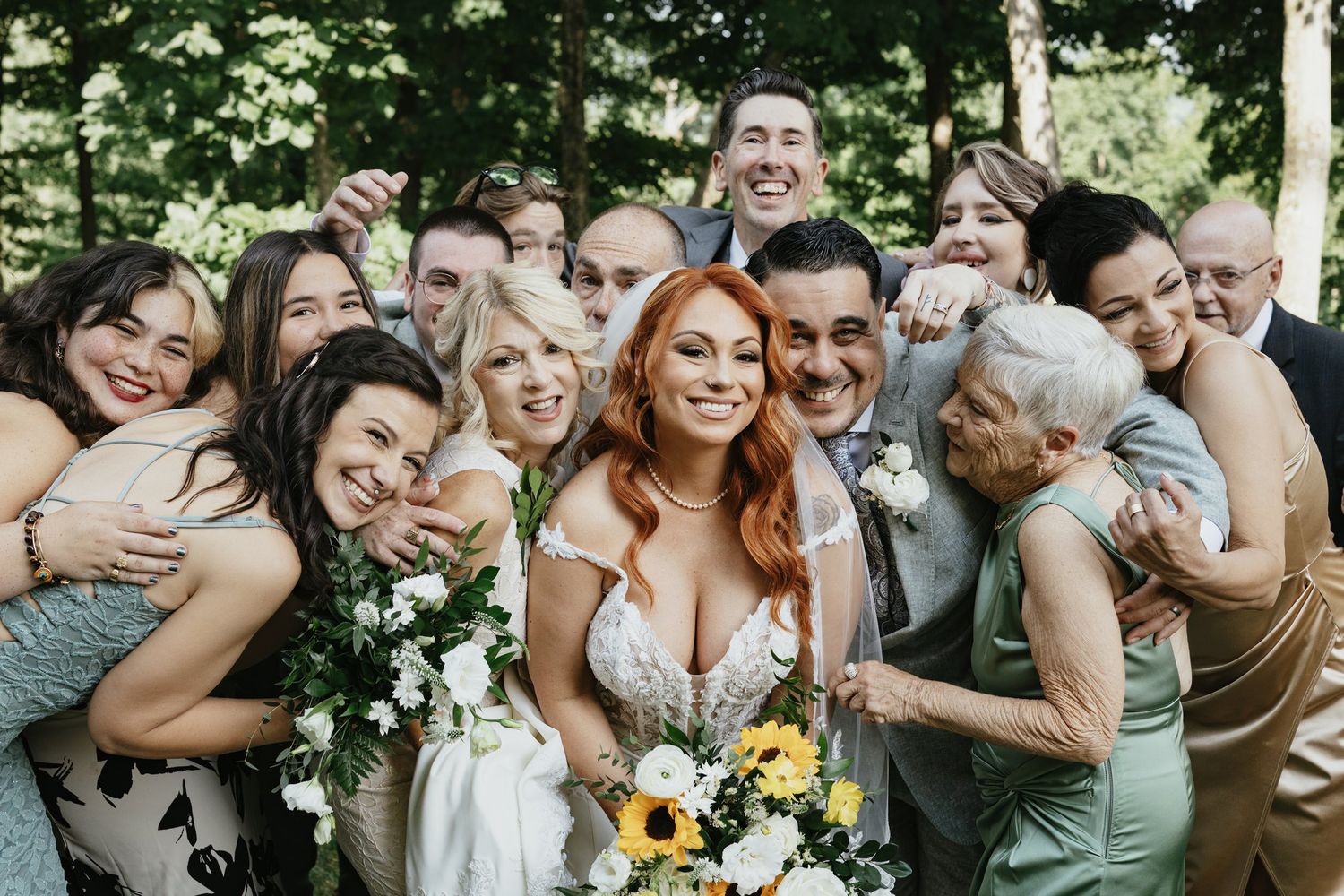 Happy bridal party smiling in the Hudson Valley