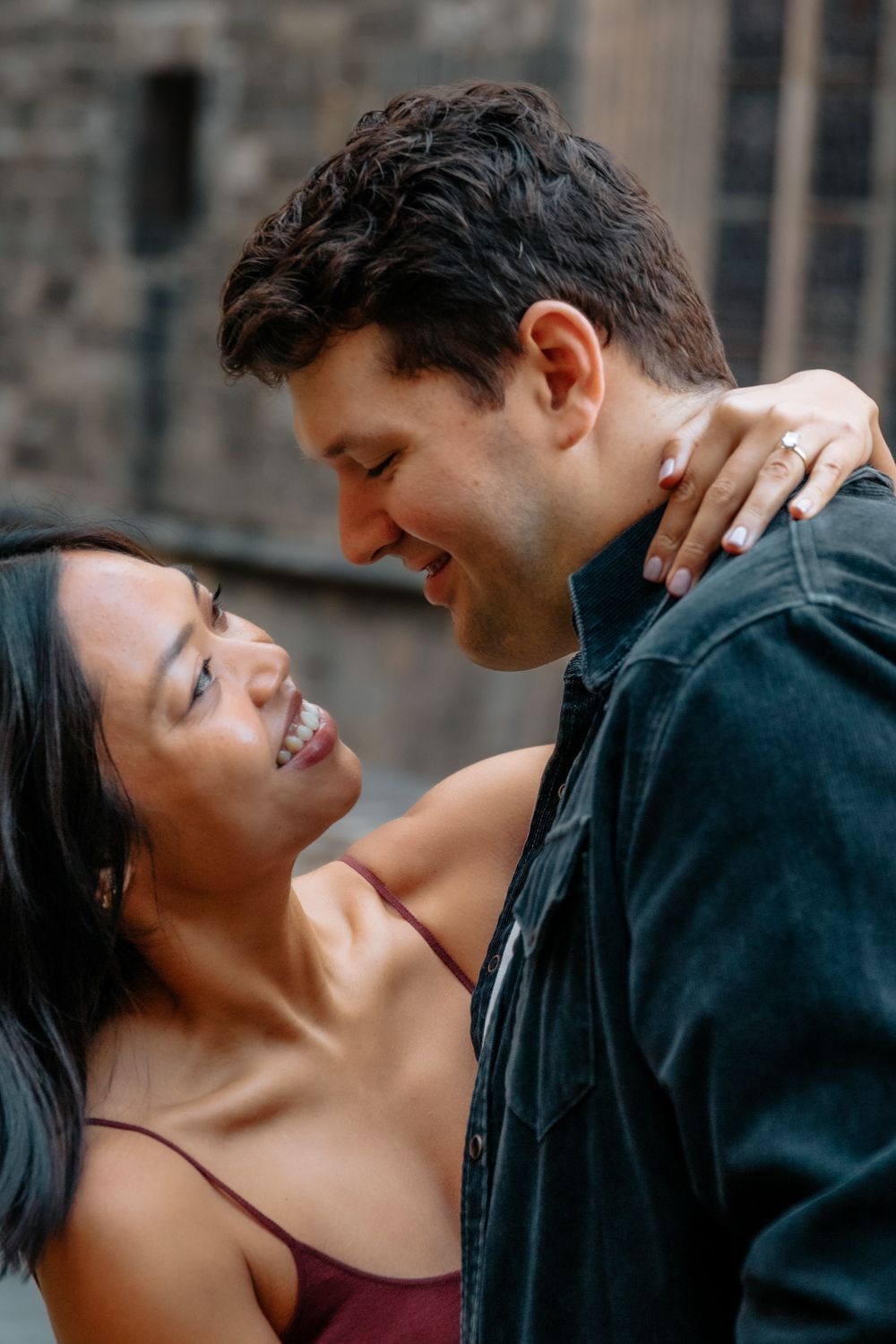 Candid walk through medieval streets Barcelona Engagement photoshoot Barcelona BarcelonaLoversPH