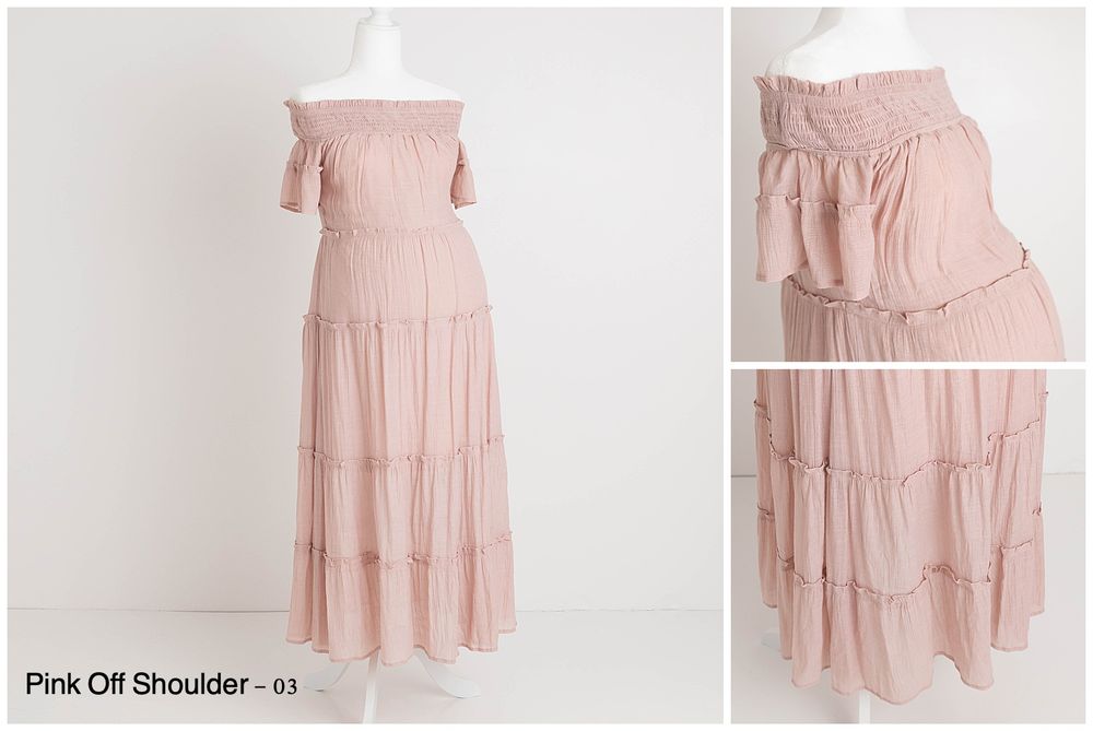Pink off shoulder maternity dress