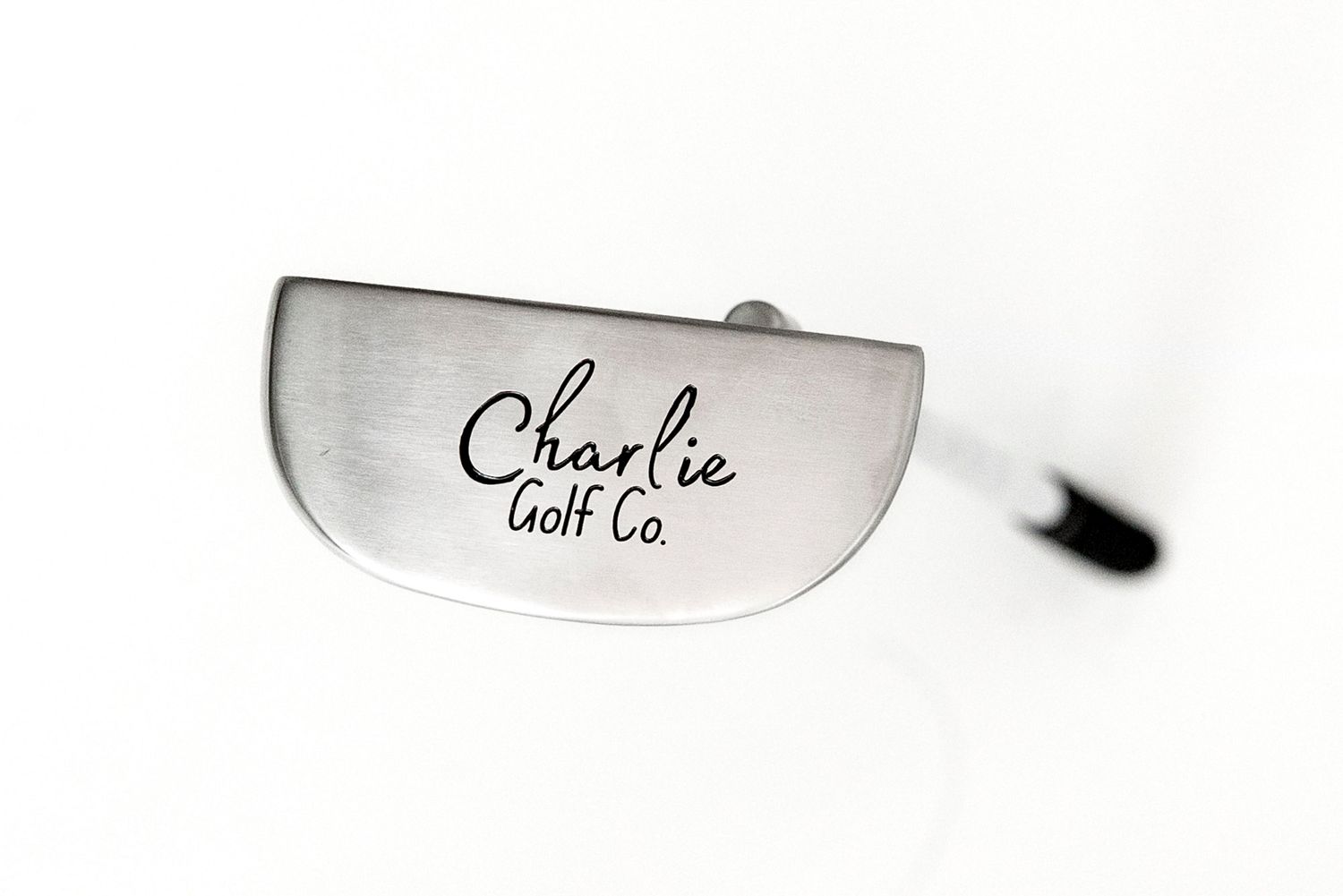 golf club detail of logo from small Iowa business Charlie Golf Co product photography