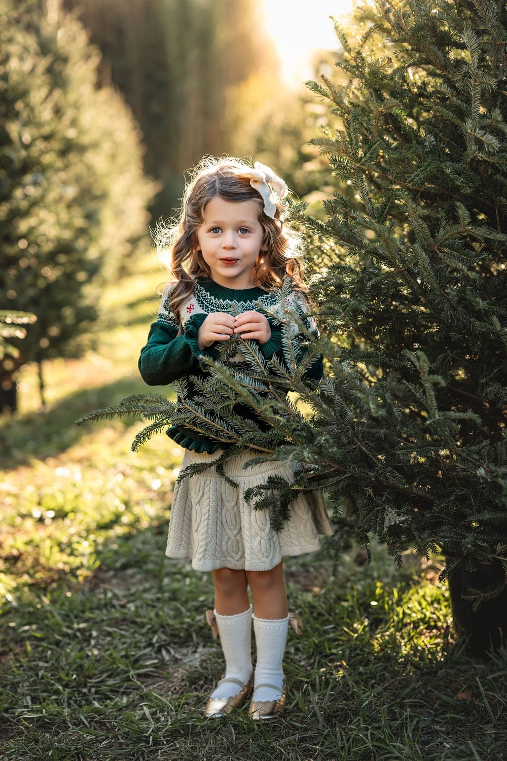 white christmas dresses Christmas Tree Dress with Headpiece main image 1