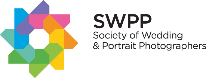 Colourful geometric flower logo designs for Society of Wedding and Portrait Photographers organization.