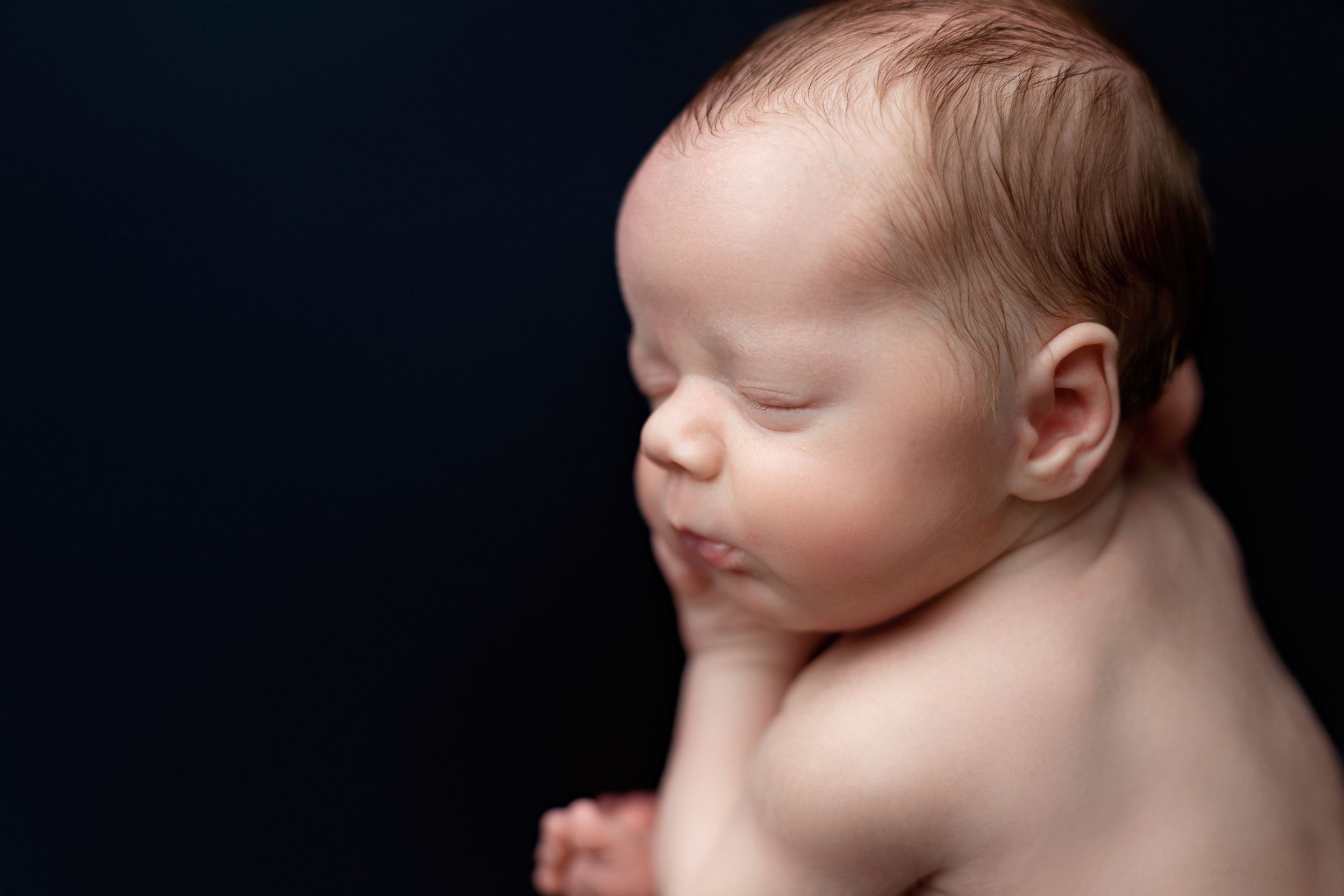 Profile of newborn baby boy. Greenville SC newborn photographer, Easley SC newborn photographer