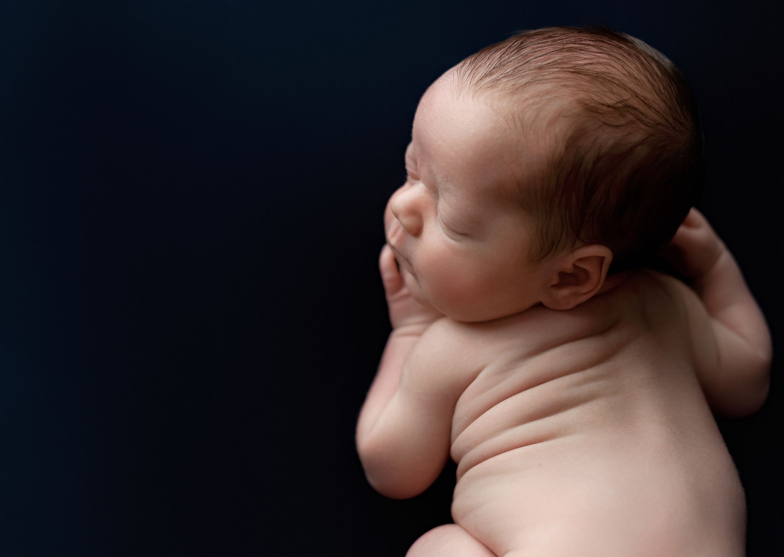 profile shot showing the newborn's back rolls. Greenville SC newborn photographer, Easley SC newborn photographer