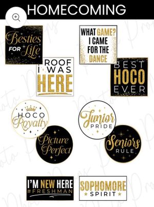 Rent a photo booth with elegant homecoming signs, featuring fun messages to capture memories and add excitement to your celebration!