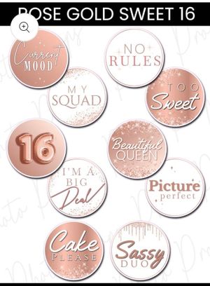 Elegant rose gold Sweet 16 props, adding a touch of glamour and fun to celebrate this special milestone with style.