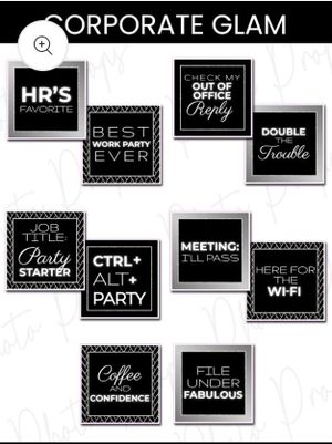 Corporate glam props with inspirational messages, ideal for capturing stylish and memorable moments at your corporate event or celebration.