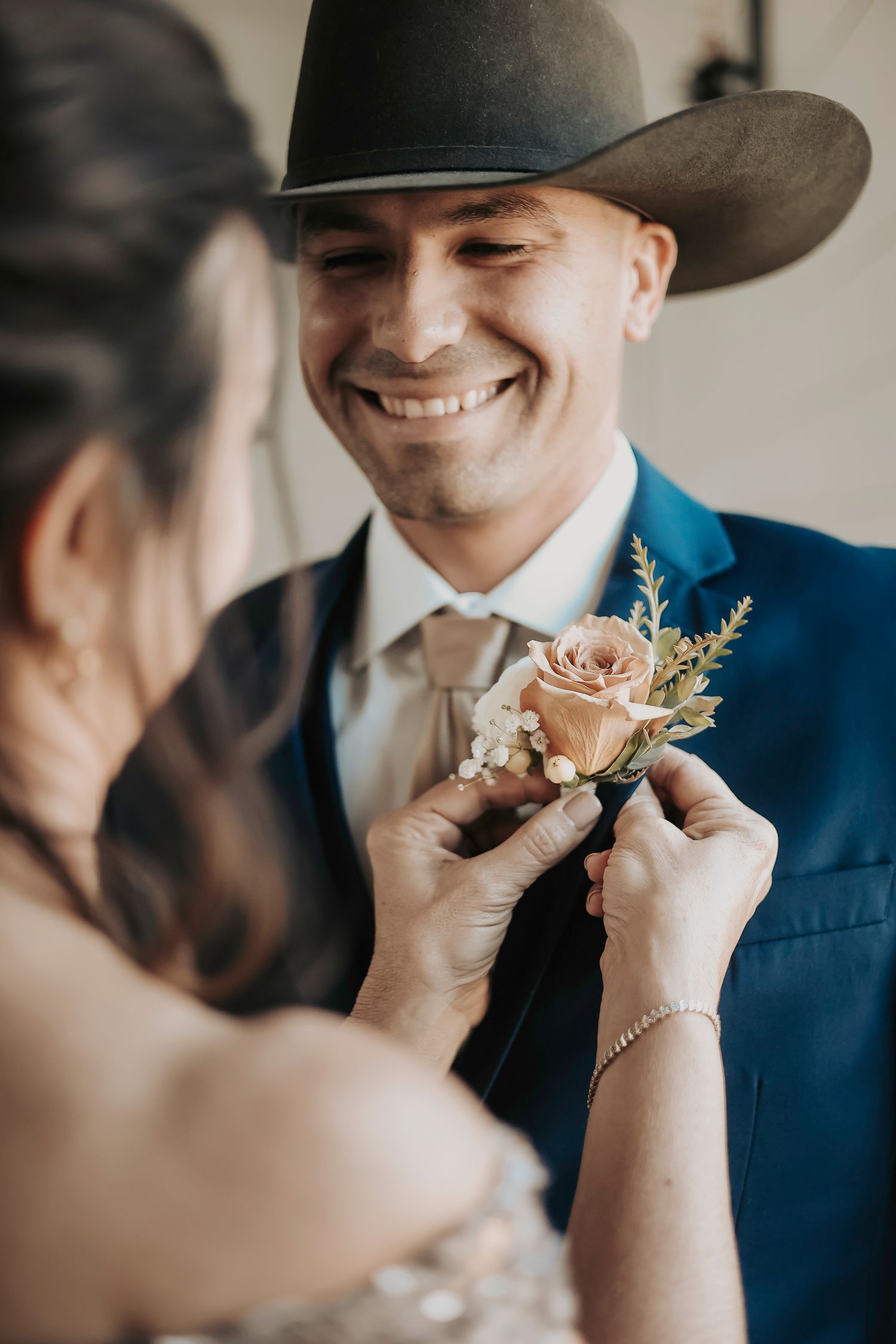 Groom getting ready wedding morning barn wedding