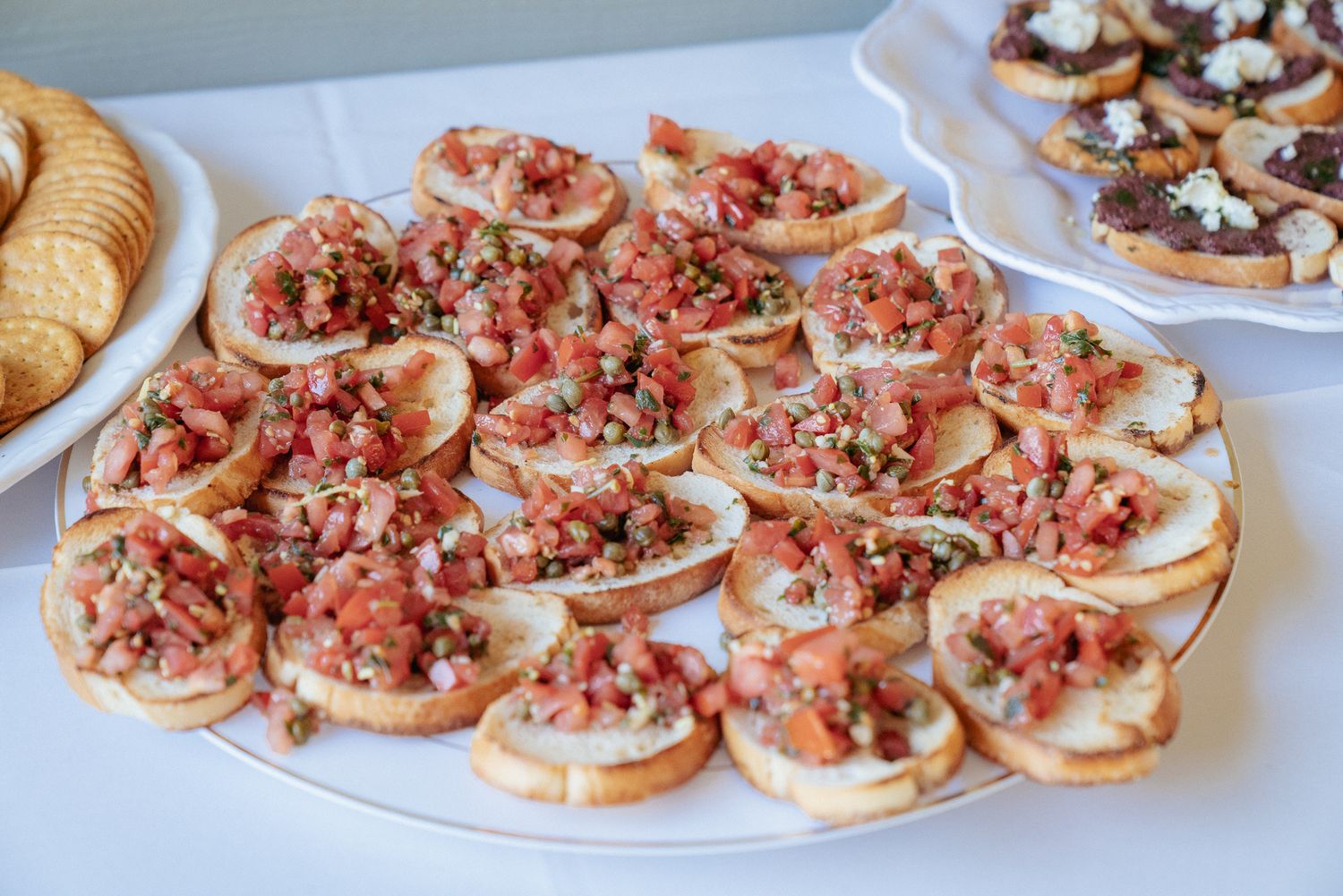 Bruschetta appetizers on a tray — catering and restaurant photography, Pacific Northwest.