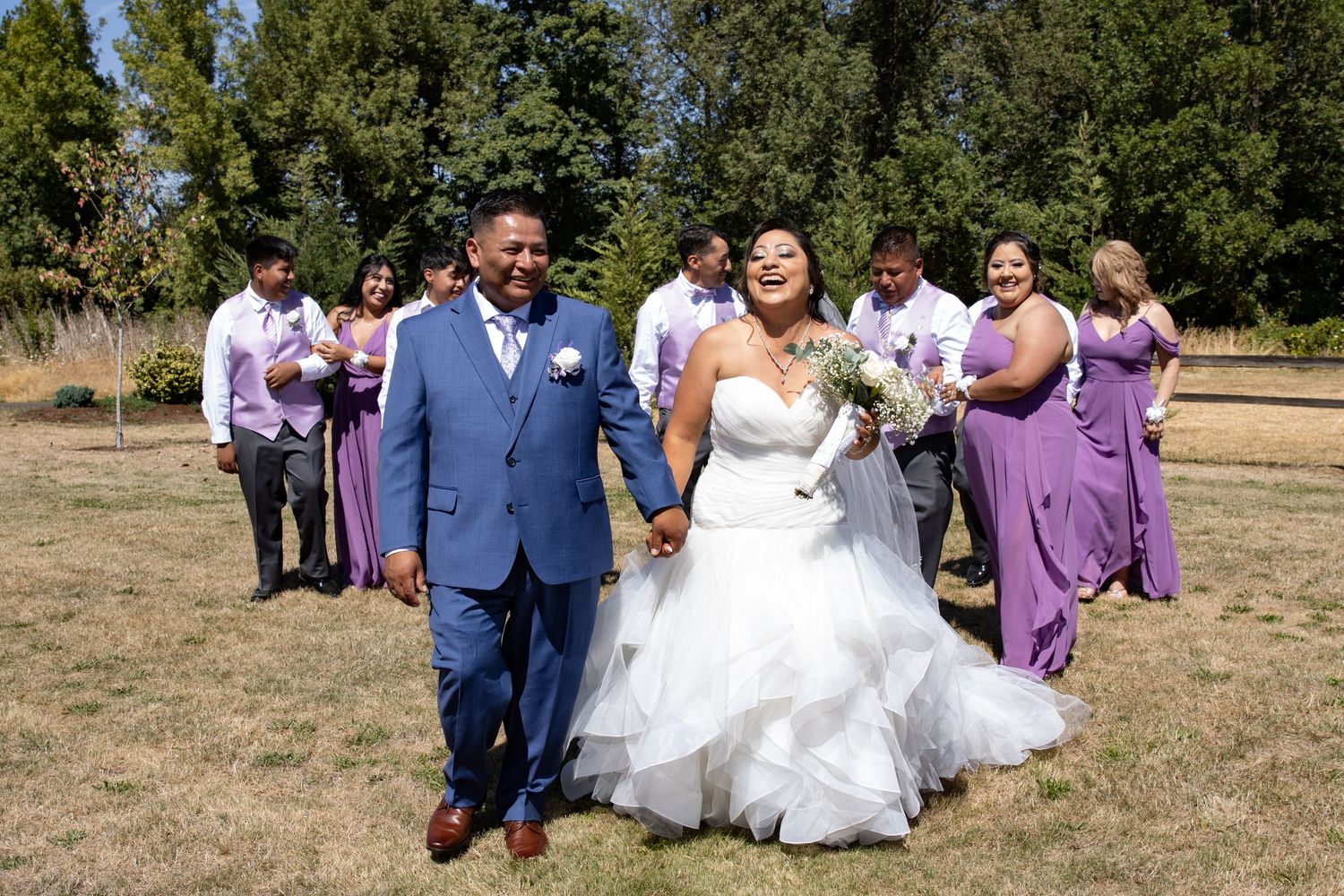 Just Married Bride and Groom in Oregon Outdoor Wedding