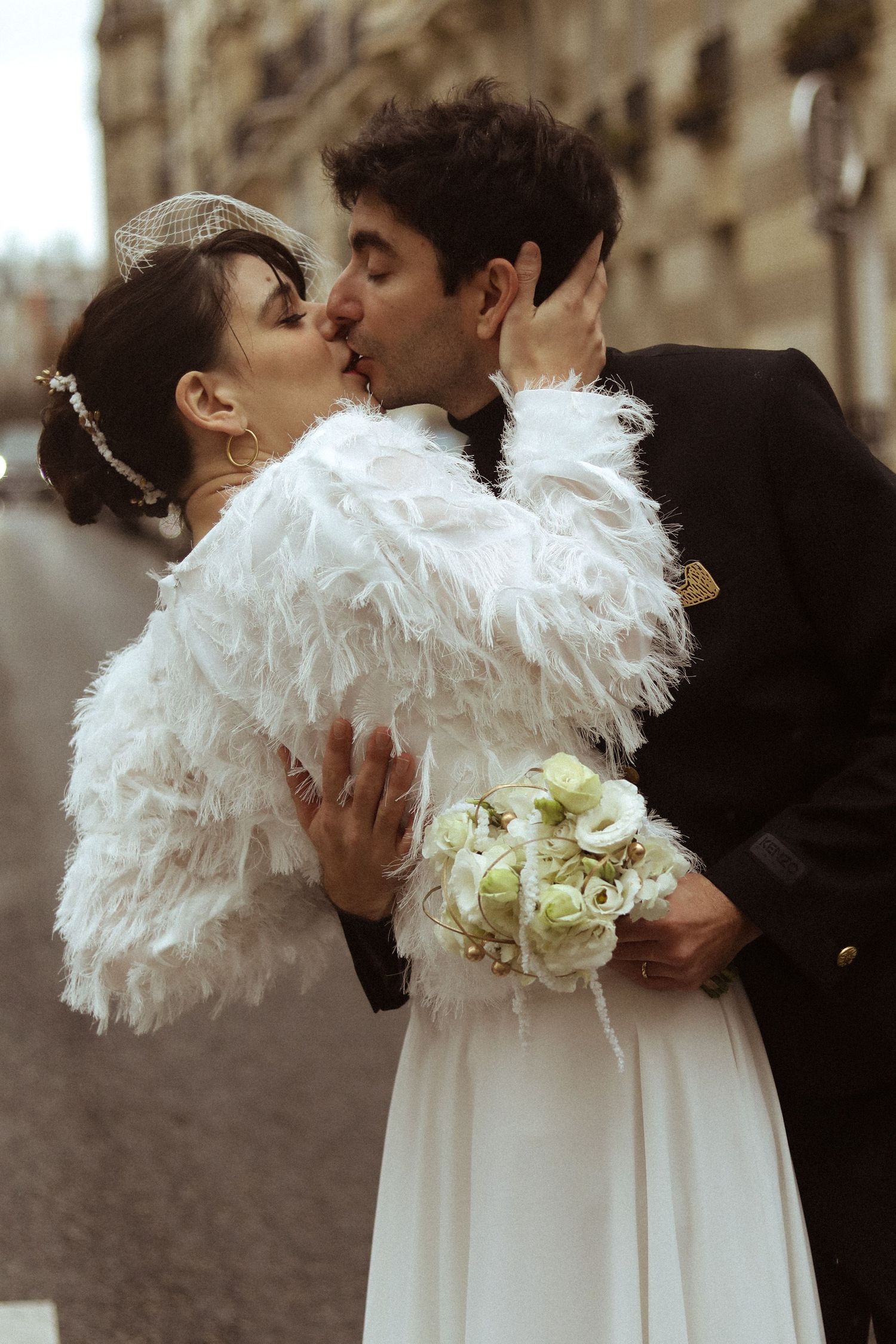 Civil wedding ceremony in Paris captured with a cinematic and vintage style - Léa Charra