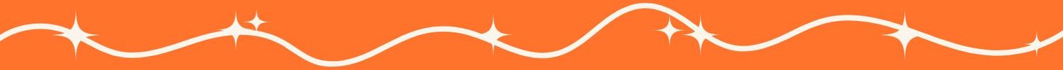 Decorative orange wavy line border with small white stars.