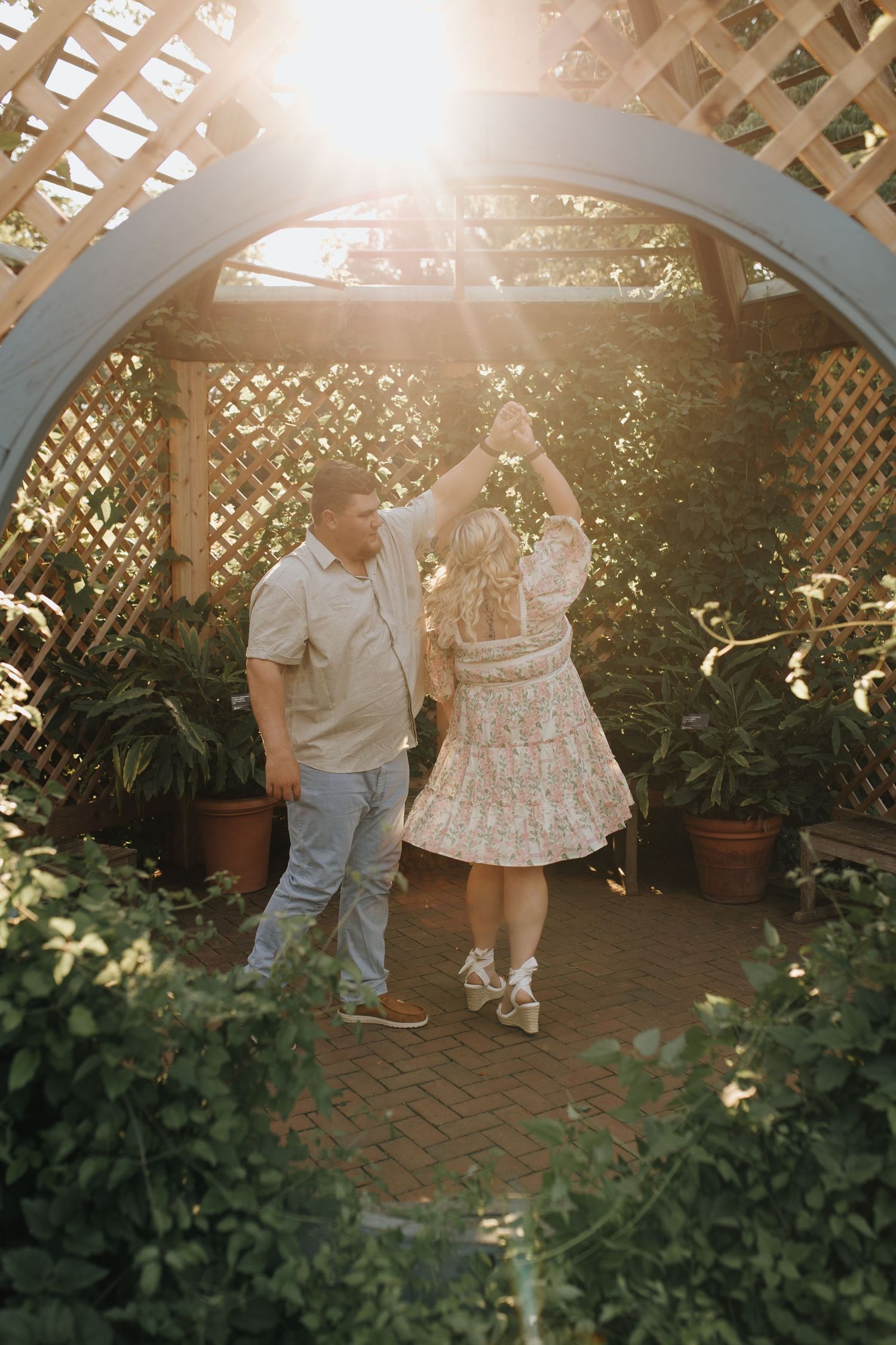 Young couple dancing together in a gazebo at Westerville Metro Park.