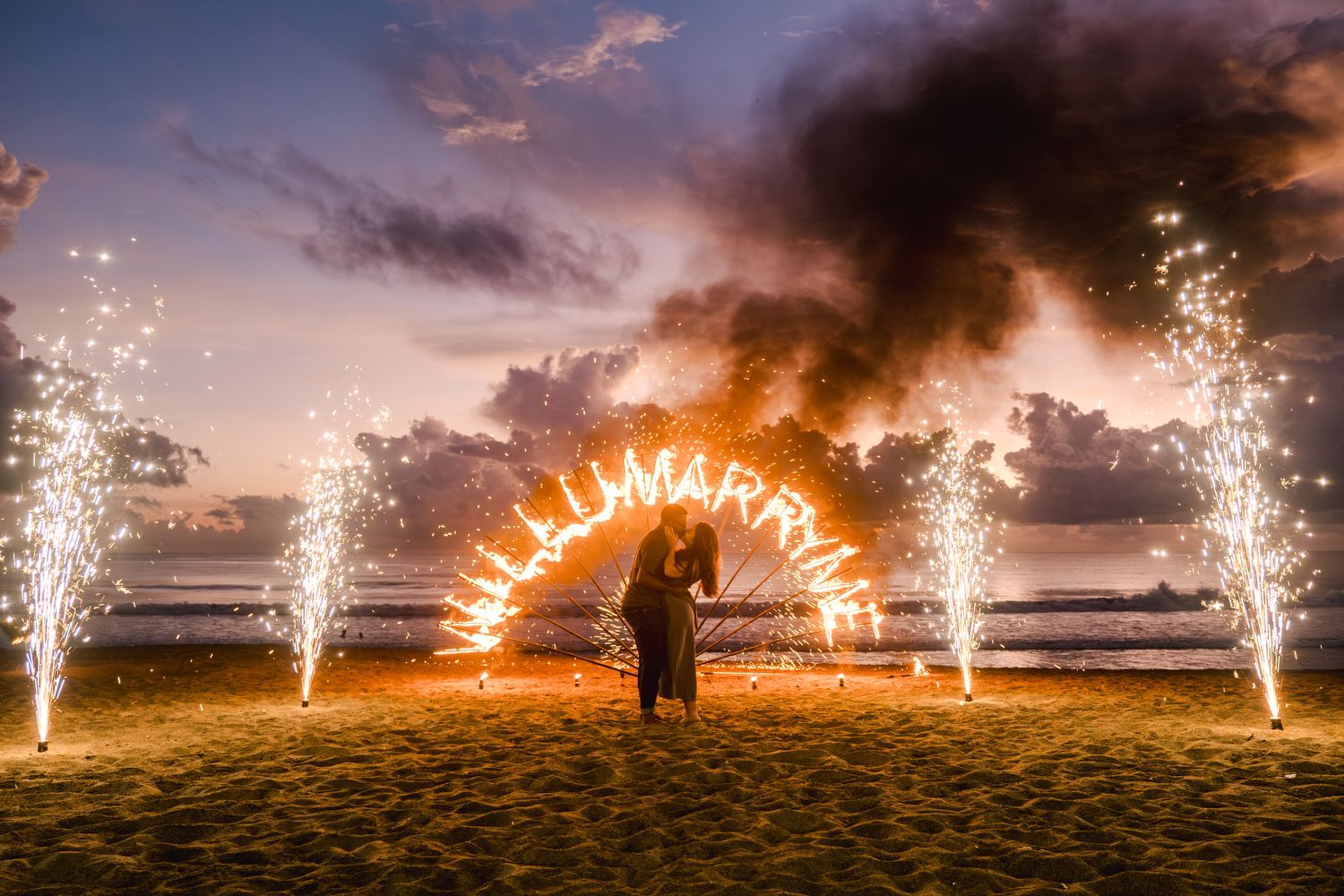 Bali Proposal with fire dance