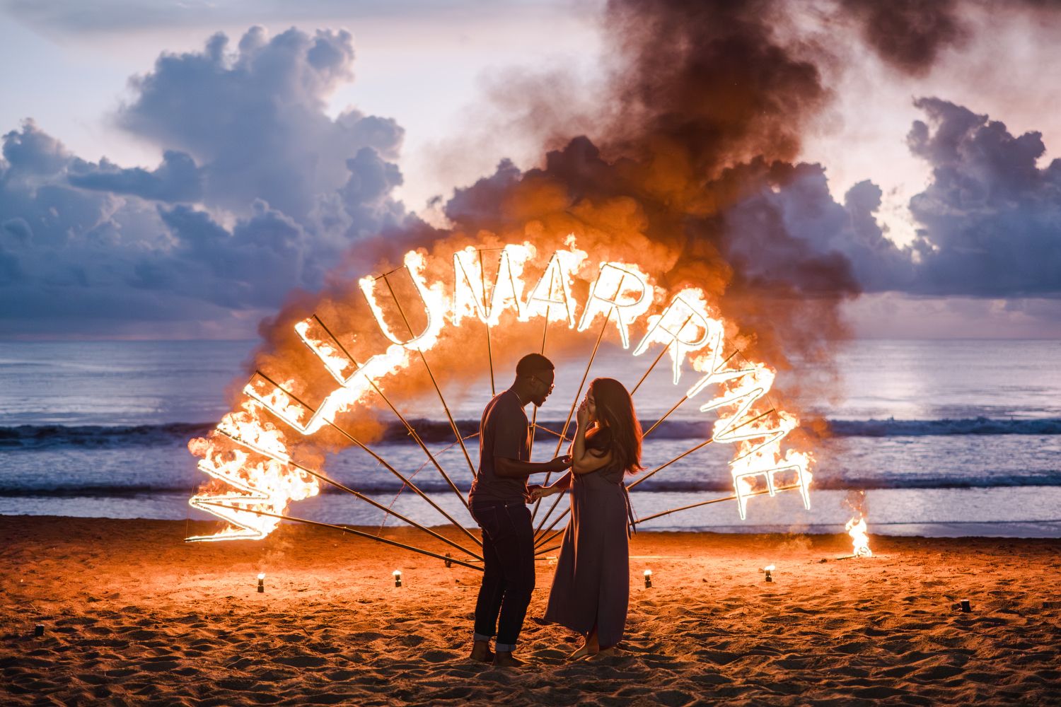 Bali Proposal with fire dance