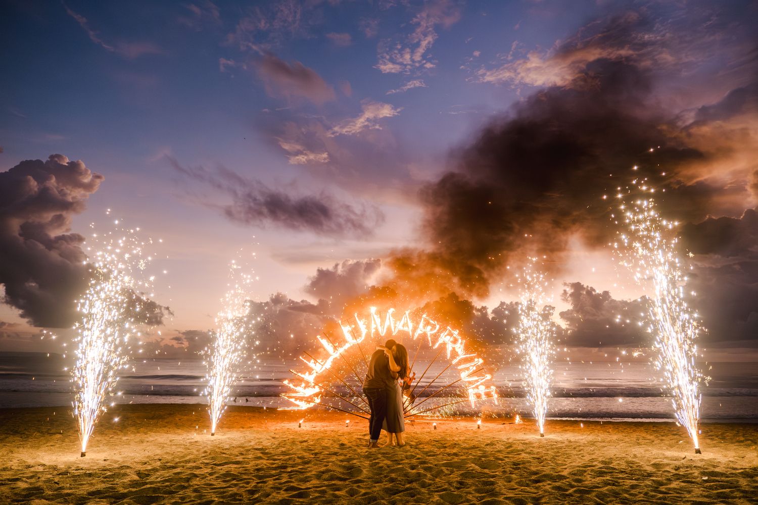Bali Proposal with fire dance