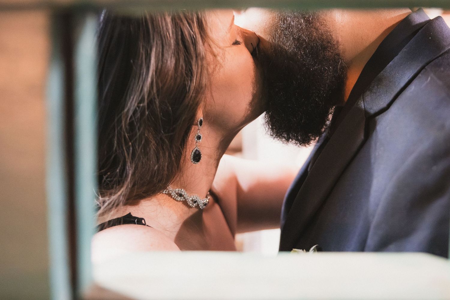Close up of intimate romantic moment between couple.