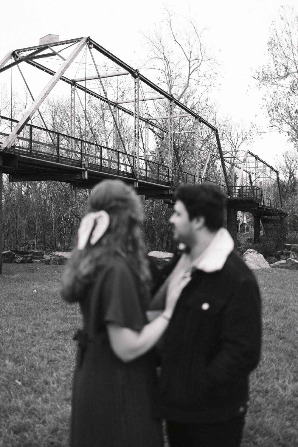 finley farms engagement session by the bridge
