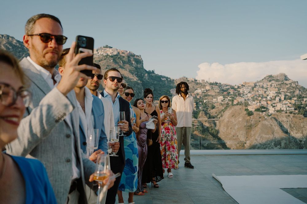 Wedding guests in a destination wedding in Italy