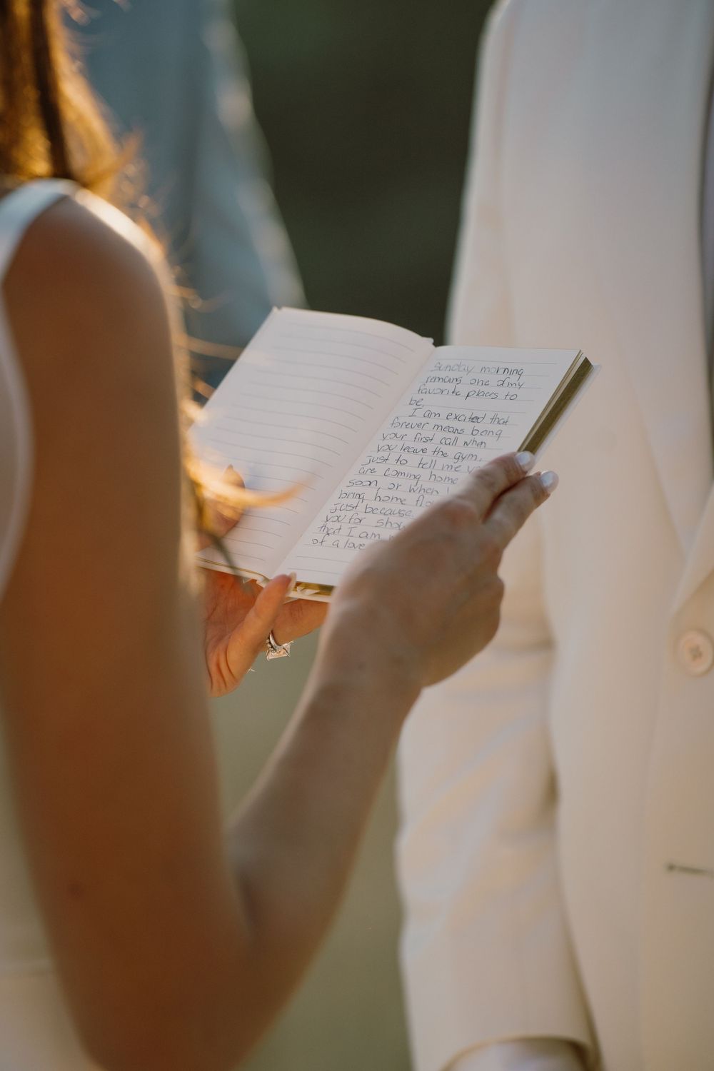Bride reading her vows during her wedding in Italy