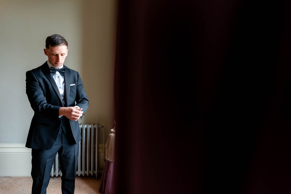 Groom prep at St Audries Park Wedding venue