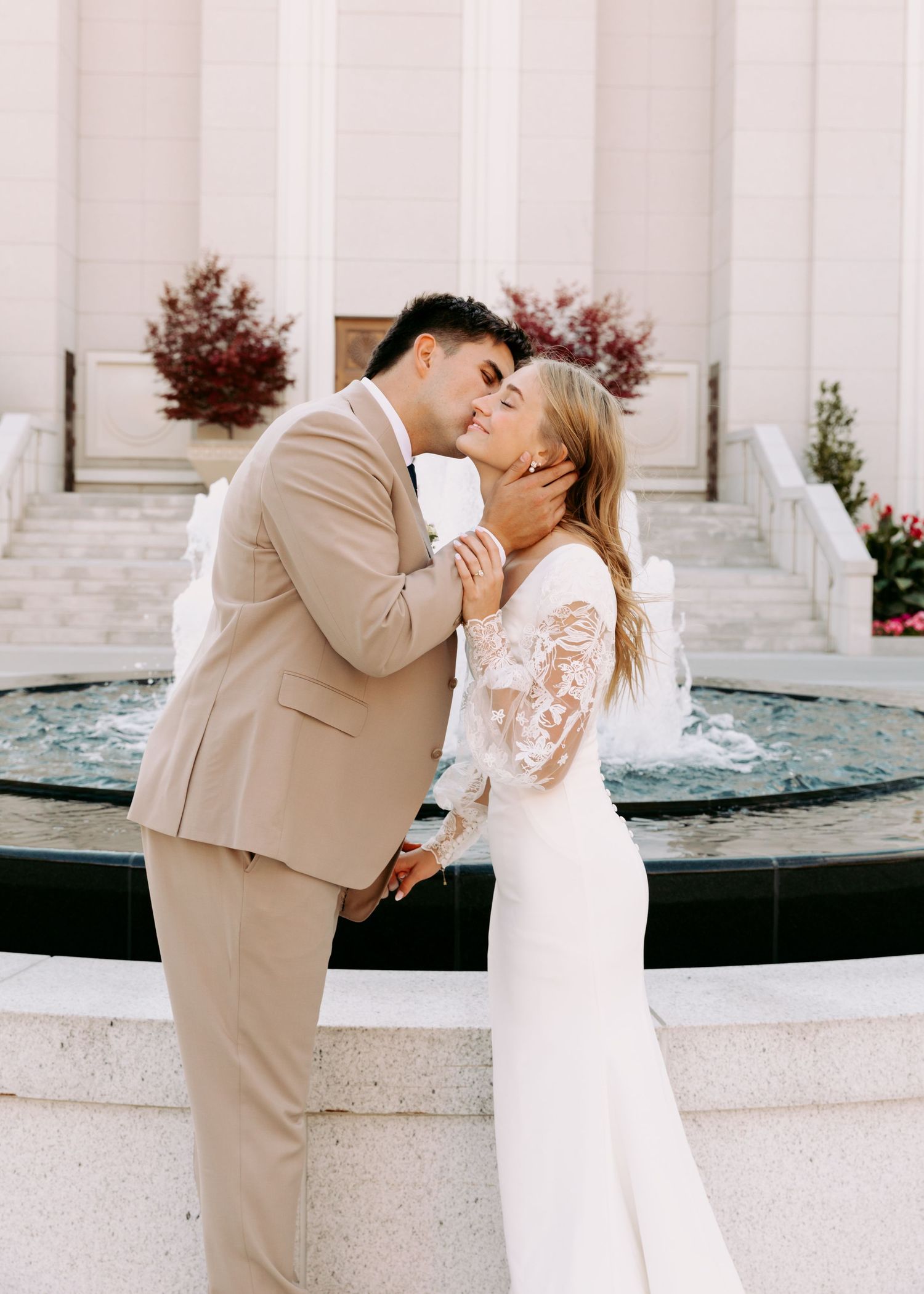 Utah wedding photographer capturing Bountiful Utah Temple Wedding