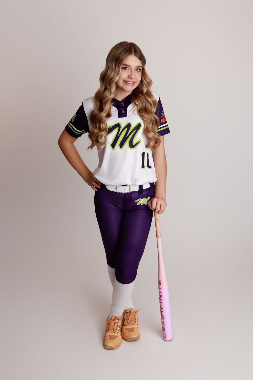 youth softball athlete studio portrait Covington GA sports photographer