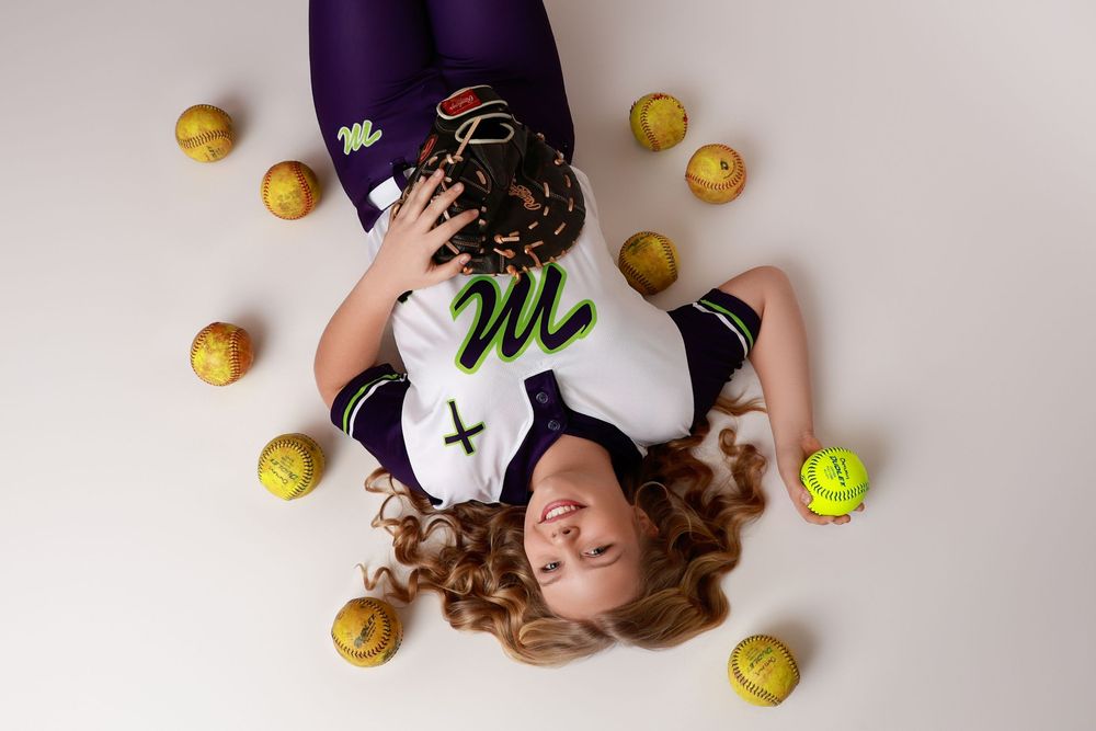 youth softball athlete studio portrait Covington GA sports photographer