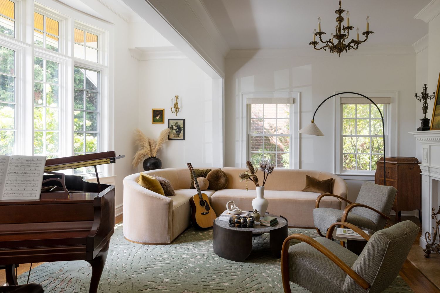Sophisticated music room in Hinsdale by Christie Hines Design