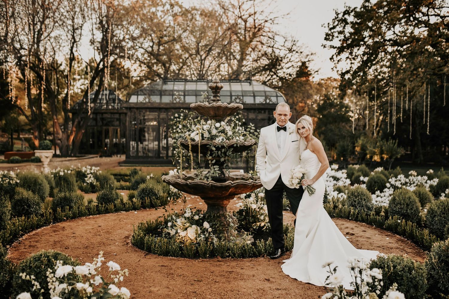 Joyful wedding moment of newlyweds