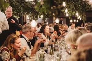 Candid shot of guests during dinner service at Henham Barns