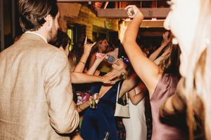 Party vibes during reception at Henham Barns