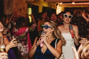 Blow up microphones are always fun at wedding reception
