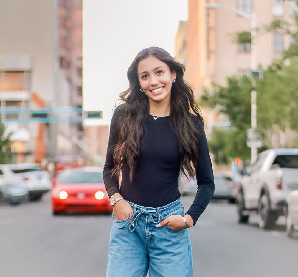 Senior in high school portrait session in downtown Albuquerque, New Mexico.