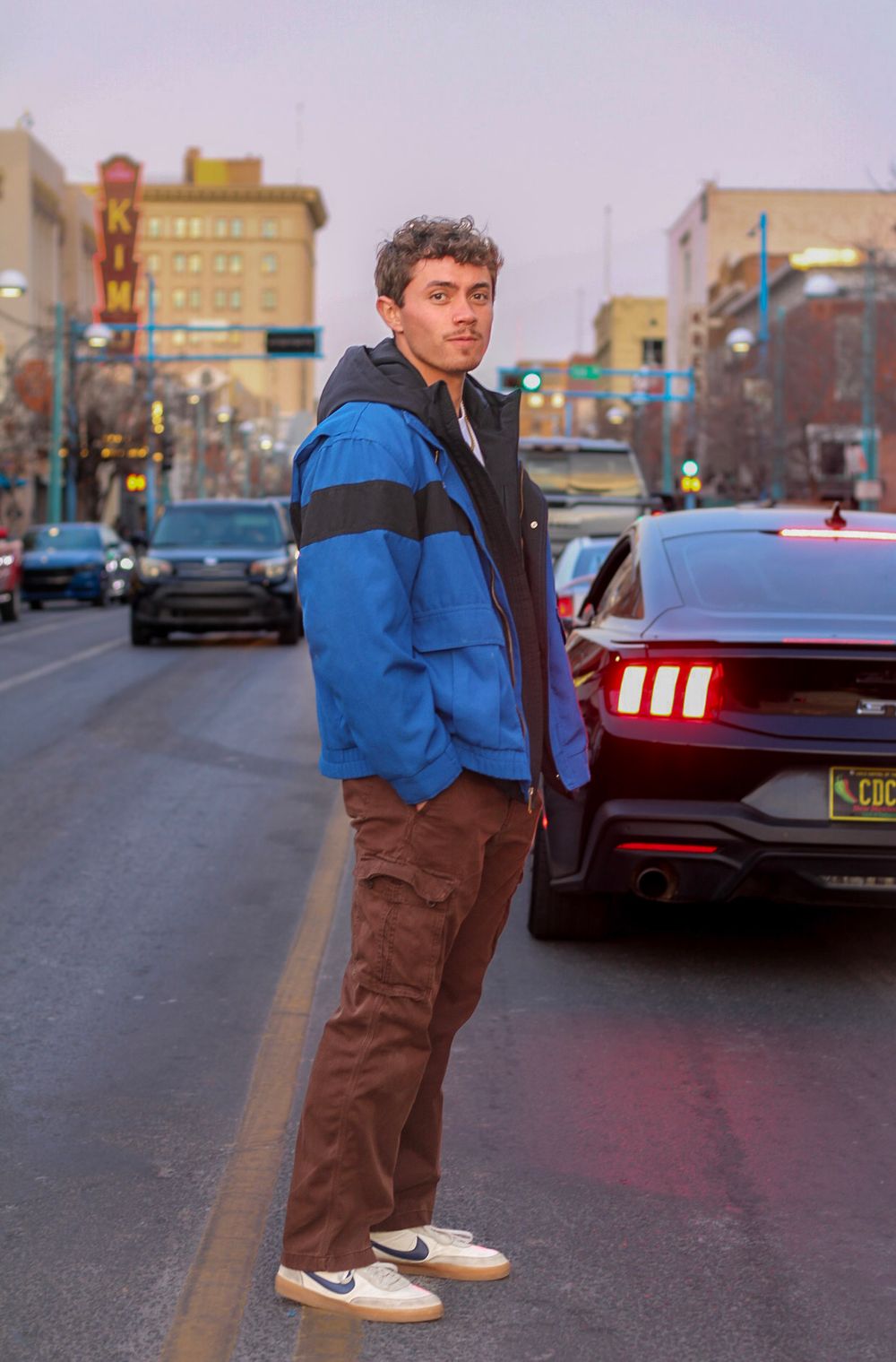 Lifestyle portrait session of adult male in downtown Albuquerque, New Mexico